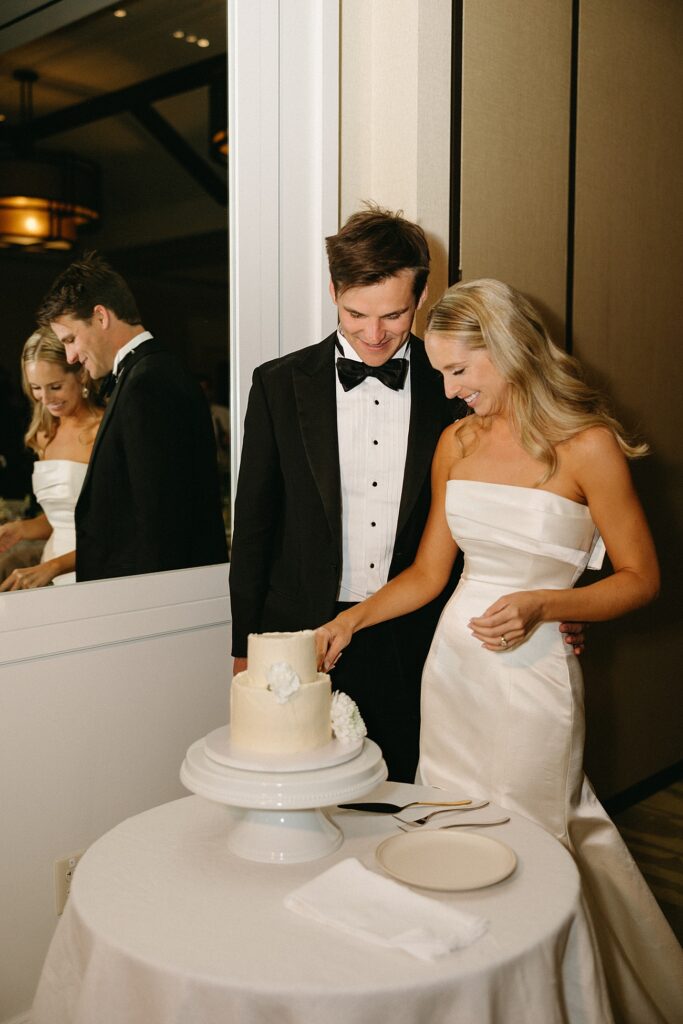 Bride and Groom cut cake