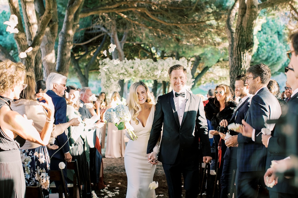 The happy couple after the ceremony in Laguna Beach